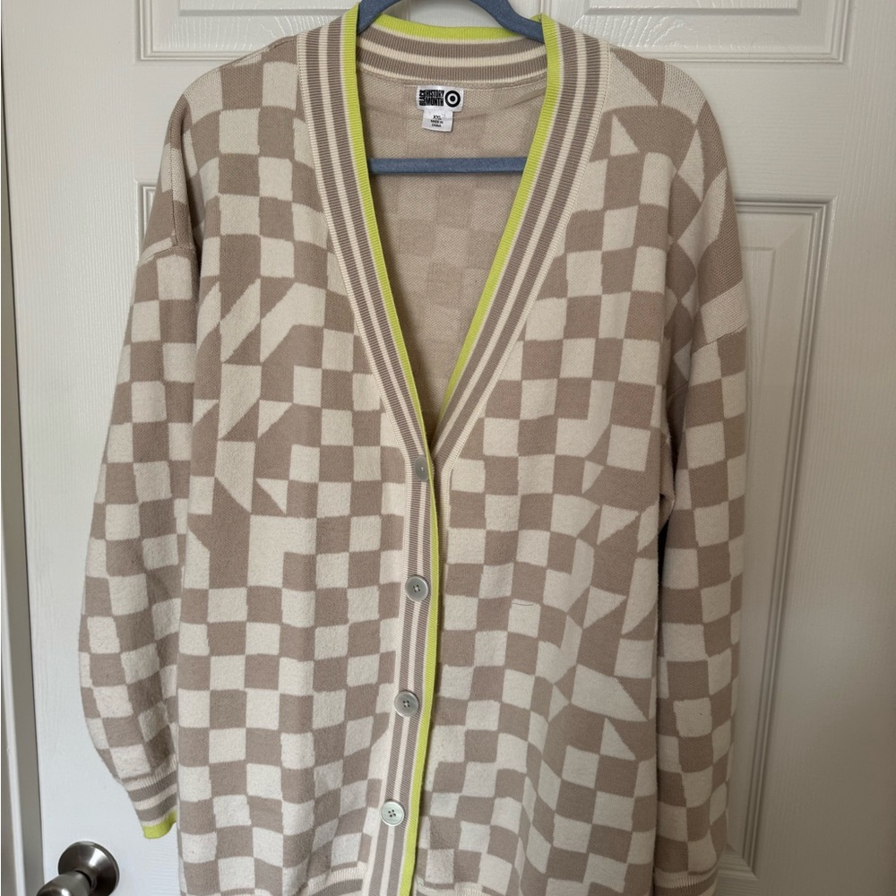 Checkered Cardigan Sweater